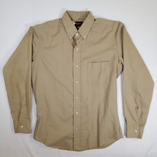 Wrangler Khaki Beige Solid VTG 70s STAINED M Button Up Cowboy Western Shirt Top