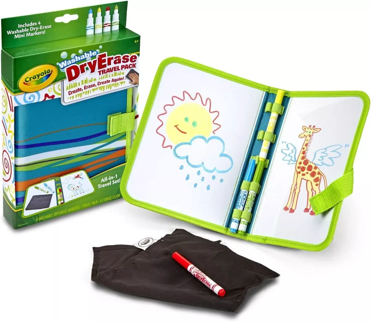 Crayola Washable Dry Erase Travel Pack, Whiteboard for Kids, Ages 4, 5, 6,  7