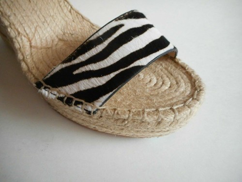BRAND NEW KENNETH COLE Size 8.5 Leather Espadrille Sling back Wedge Sandal Shoes - Picture 4 of 8