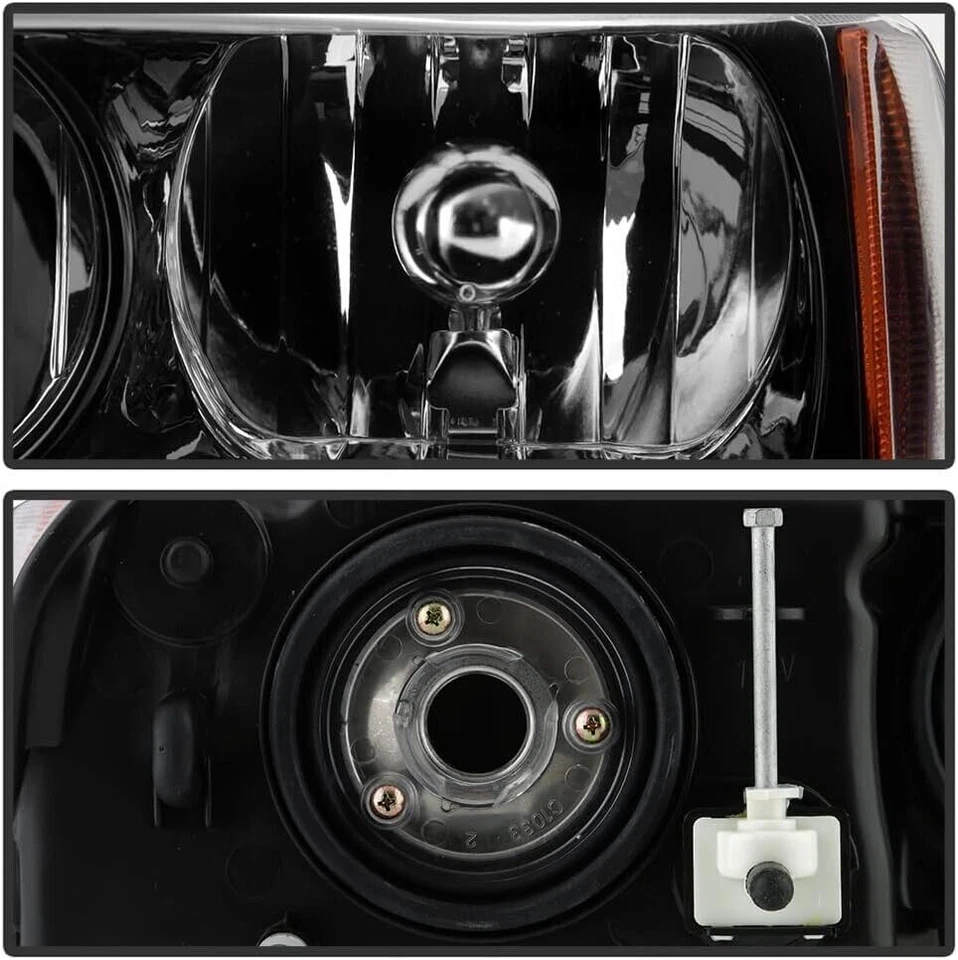 FOR 99-04 JEEP GRAND CHEROKEE WJ BLACK HOUSING AMBER CORNER HEADLIGHT HEAD LAMP - Image 3 of 4