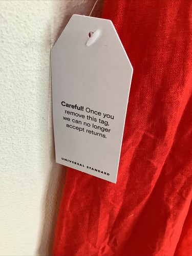 universal standard 2xs Red Linen Blend Pockets Minimalist MIDI Dress New - 第 7/10 張圖片