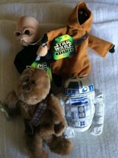 STAR WARS Buddies Plush LOT of 4 Kenner Hasbro 1997 Chewbacca, R2D2, Jawa, etc.