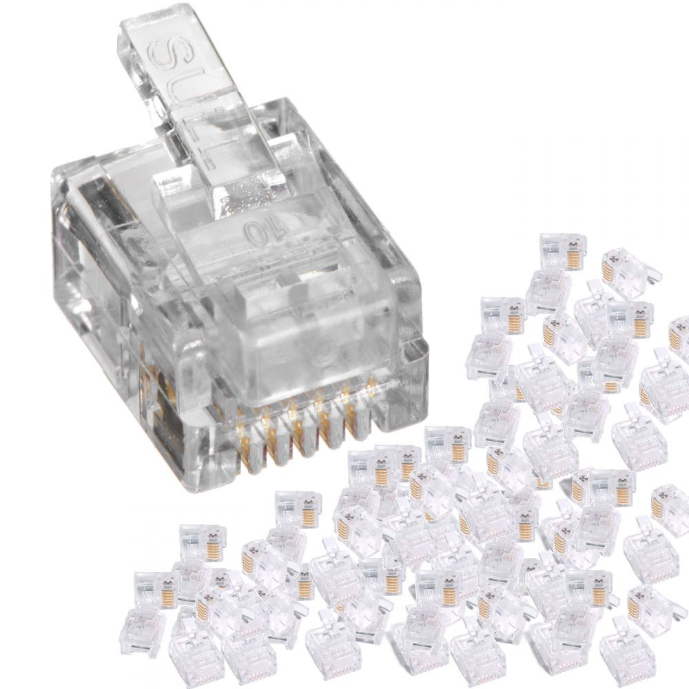 Pack of 100 RJ12 6 Position 6 Conductor Modular Plugs Phone ADSL Network 6P6C