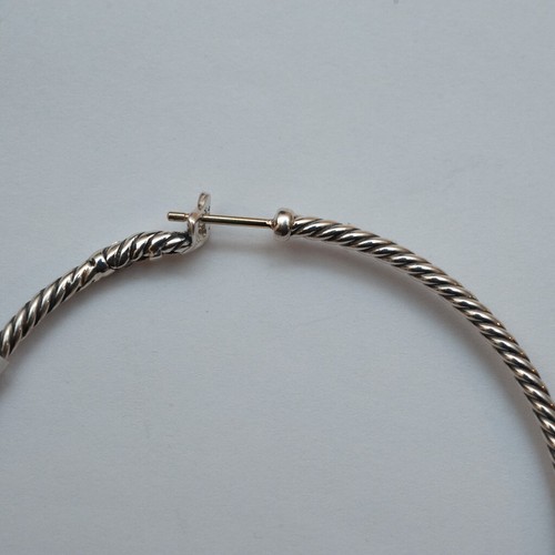 DAVID YURMAN New 2" Sterling Silver Cabled Large Hoop Earrings 14K Posts - Picture 7 of 9
