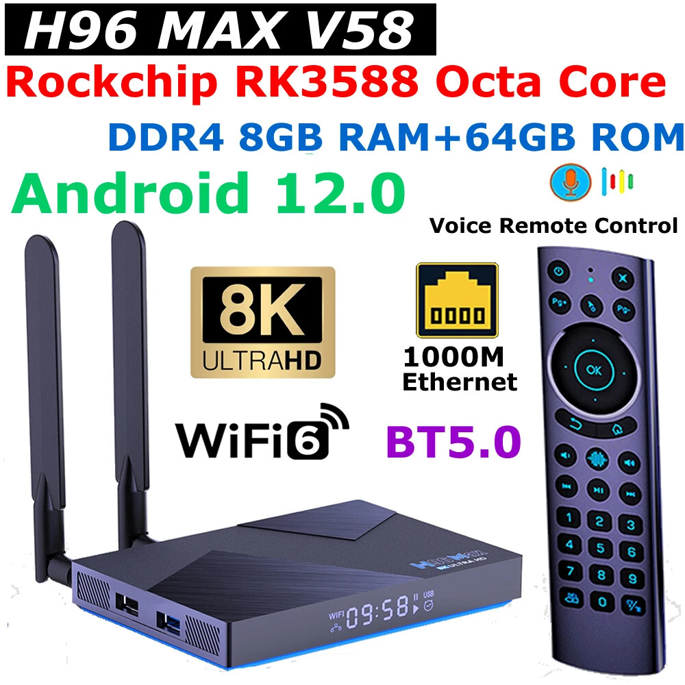 H96 Max V58 Android12 TV Box RK3588 2.4G 5G Wifi6 BT5.0 H.265