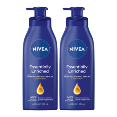 NIVEA Essentially Enriched Body Lotion for Dry Skin, Pack of 2, 16.9 Fl Oz