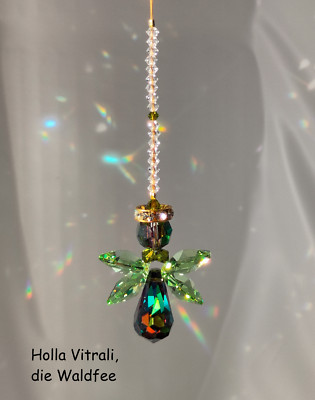 Fee des Waldes Swarovski Elemente STRASS  Fensterdeko Suncatcher Elfe Regenbogen