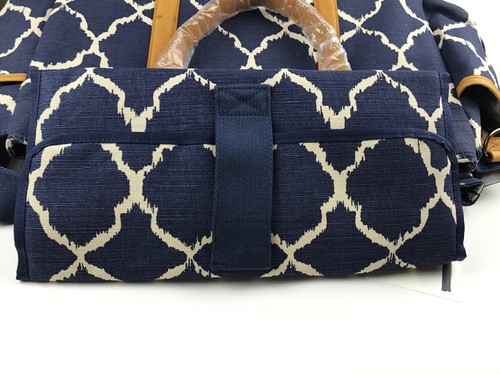 NWT Pottery Barn Kids Classic Diaper bag Navy Ikat Monogram F Changing Pad - Picture 11 of 12