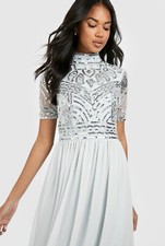 Frock And Frill Embellished Maxi 10 Mint Green Sequin Dress Wedding Prom Holiday