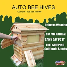 Auto Honey Bee Hives Bee Boxes Bee Hives with 7 x Bee Hive Frames Beekeeping New