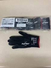 6 Pair Ansell HyFlex Coated Gloves ANSI Cut Level Size 7 Black 52EP82 11-751 NEW