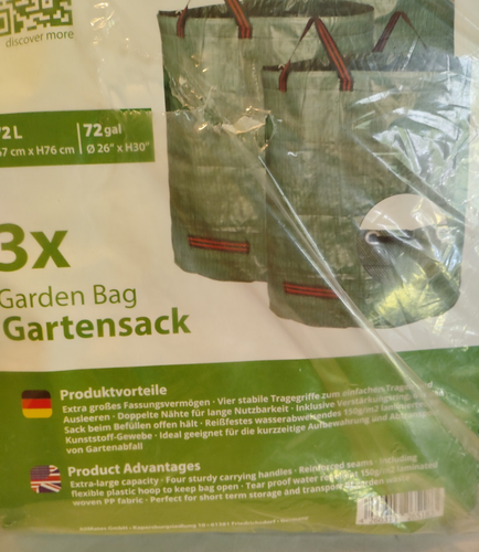 NEW 3 Pack Reusable Garden Waste Bags 72 Gallon Yard Leaf Lawn Trash Waste Bags - Imagen 4 de 4