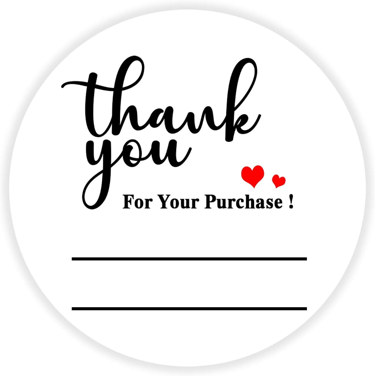 Thank You Stickers with Writable Lines for Your Purchase