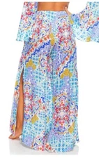 Luli Fama Women's Ay Que Cute Wide Leg Pant in Multicolor Small