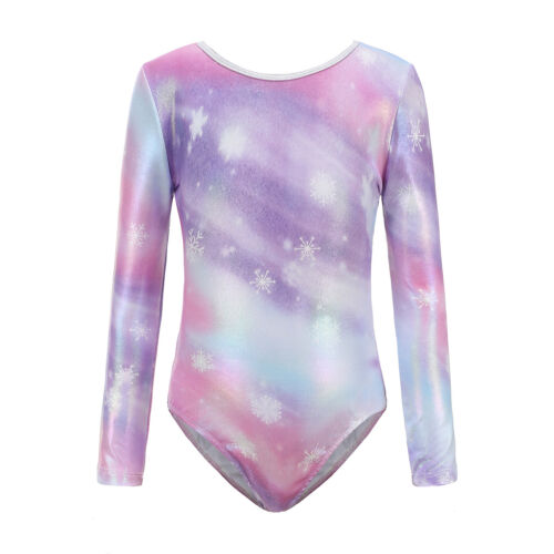 Gymnastics Leotards for Girls Long Sleeve Colorful Sparkle for Kids 3-12 Years