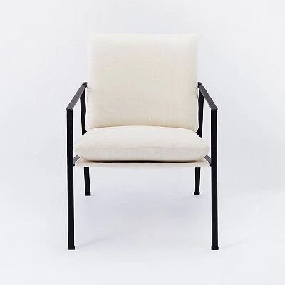 Lark Assembly Required Metal Frame Accent Chair with Loose Cushions White
