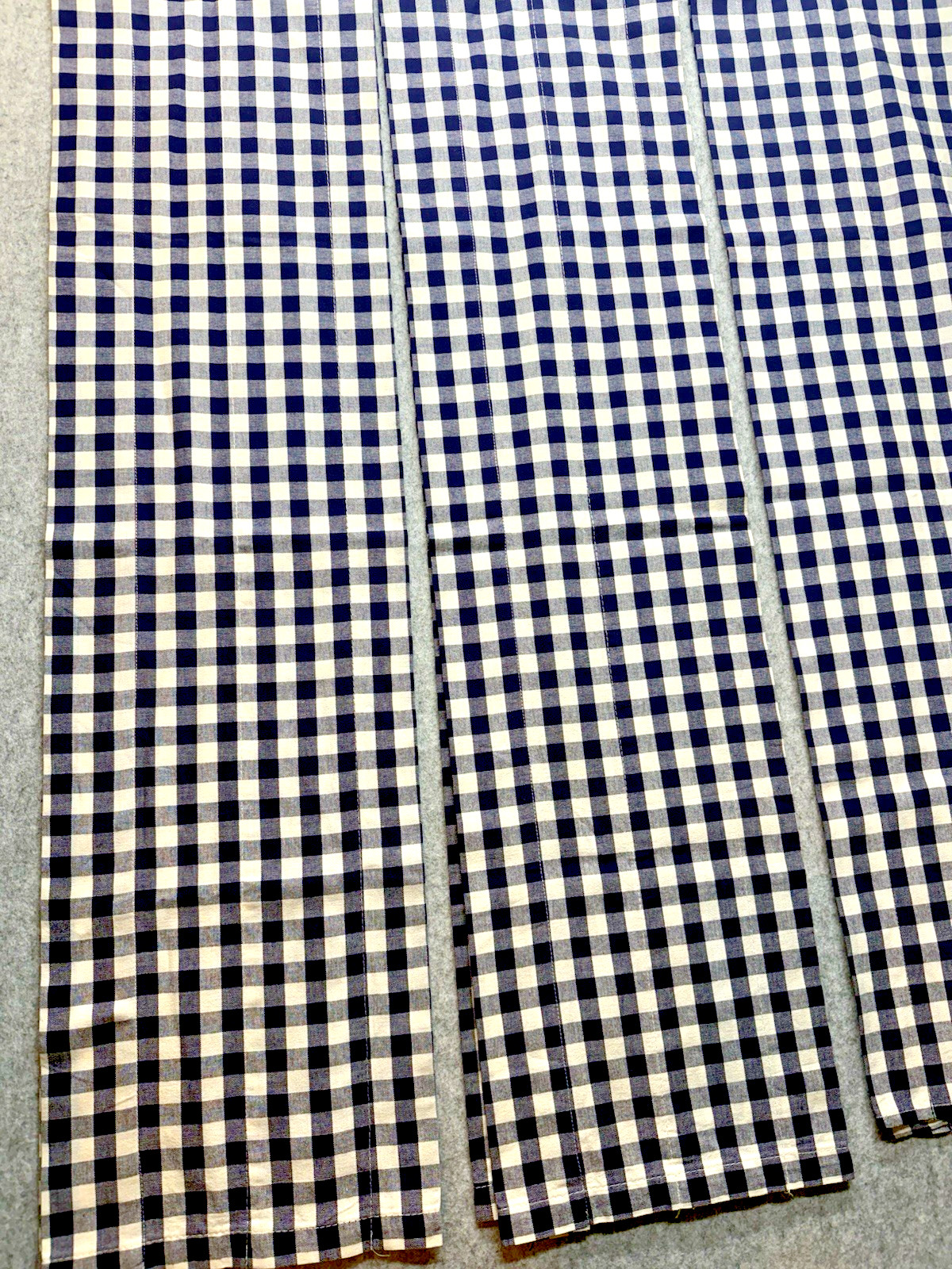 3 Buffalo Check Navy Blue & White Window Curtain Valences Primitive Cottage