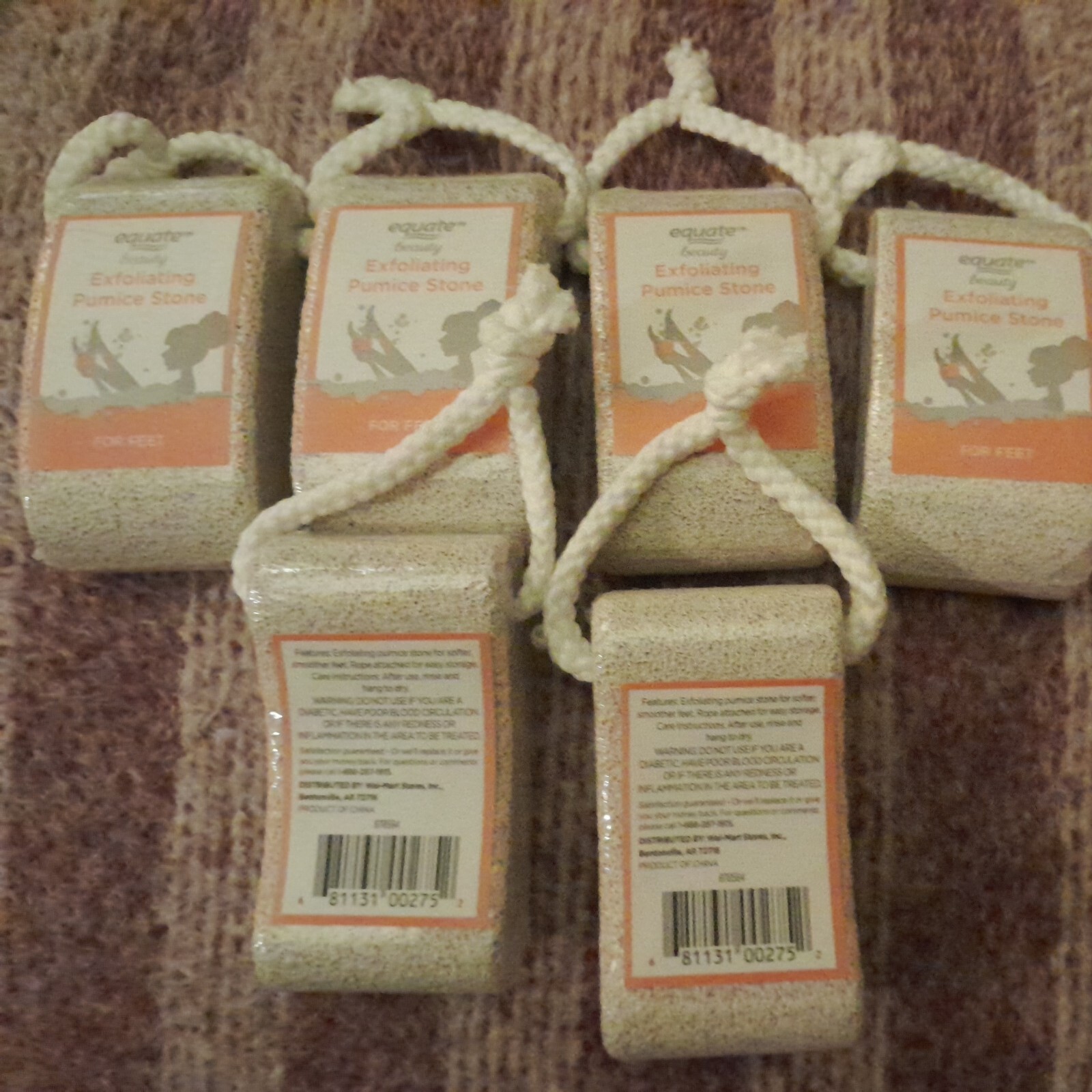 (6 PIECE)EQUATE BEAUTY PUMICE NATURAL STONE EXFOLIATE PEDICURE FOOT