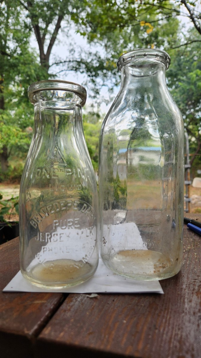 ANTIQUE VINTAGE GLASS MILK BOTTLES | eBay