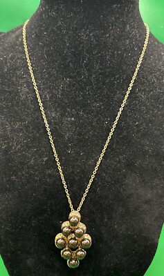 Michelle monroe Faux Pearl Crystal Necklace Gold Tone 17-19 