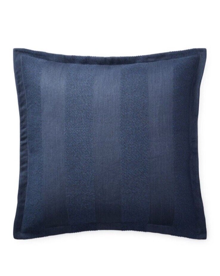 Ralph Lauren Eva Woven Stripe Solid Dark Blue Euro Pillow Sham European