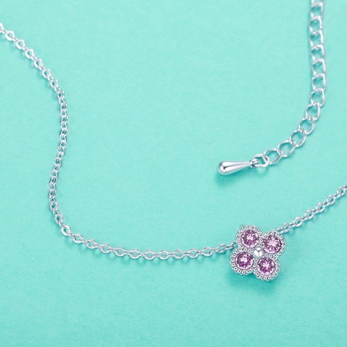 Blossom Flower Necklace with Light Amethyst Swarovski Crystals WGP Pendant - Picture 2 of 3