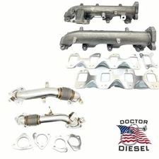 HIGH FLOW Exhaust Manifold & Up Pipes For 17-25 Chevy GMC 6.6 Duramax Diesel L5P
