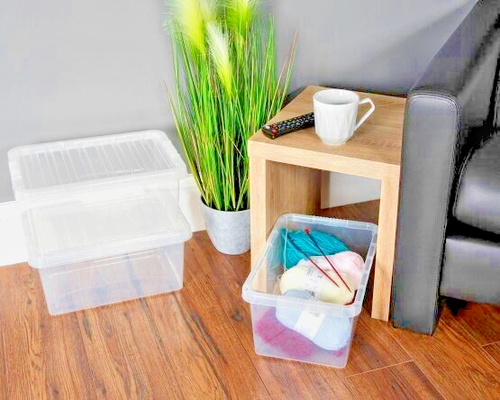 Caja de estante de almacenamiento de plástico Wham de 5 x 17L contenedor apilable tapa de clip seguro - Imagen 3 de 7