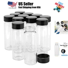 12 Pack Glass Vials 30ml Vials With Screw Caps Borosilicate Glass Bottle Lab ...