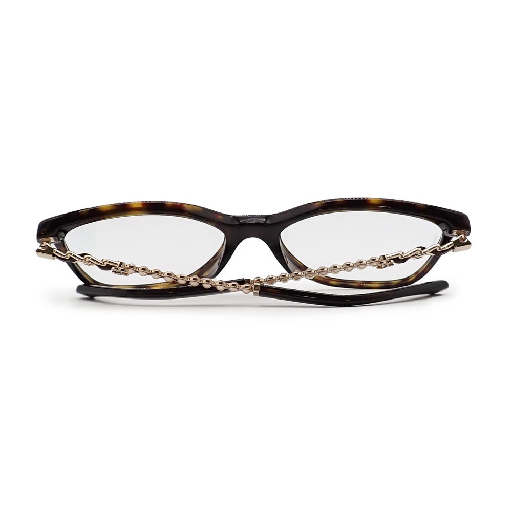 CHANEL 3441-S-A Eyeglass Frame Tortoise Chain Leather Temple