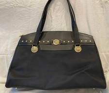 Borsa Gianni Versace in pelle nera con borchie grande ferramenta oro 48 cm