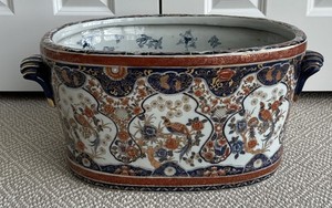 Antique Japanese Imari Porcelain Jardiniere Planter Foot Bath 24” X 14” X 10” T
