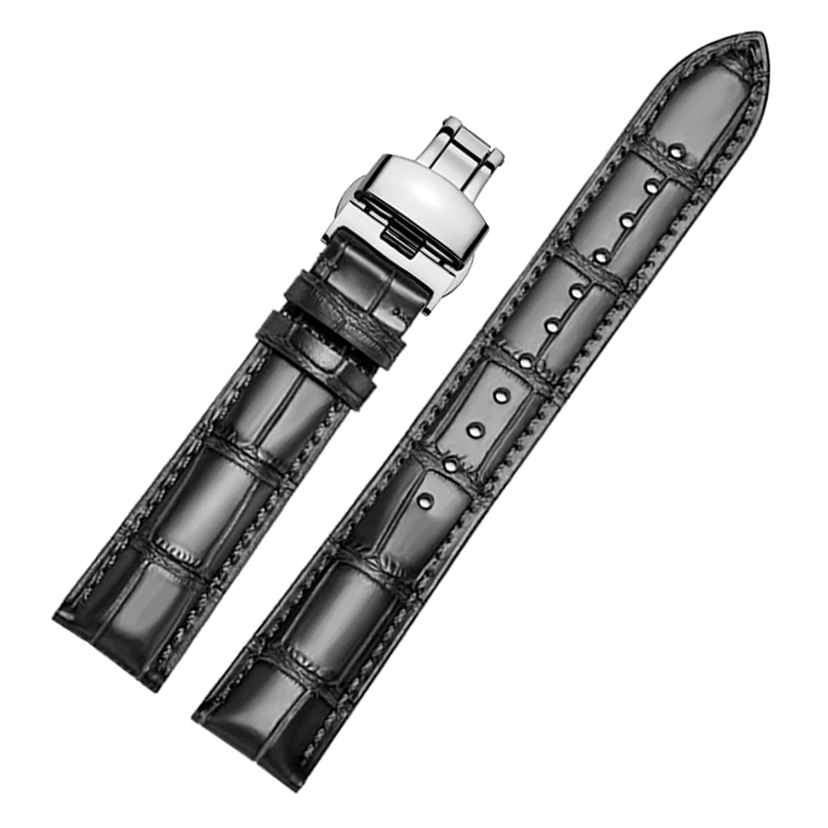 Bracelet de montre XXL cuir veritable extra long marron a pompe rapide