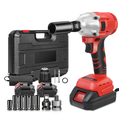 Baokaler Cordless Impact Wrench 1/2 Inch 740 Ft-Lbs Brushless with 2 Batteries F