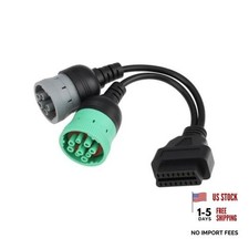 9-pin J1939 and 6-pin J1708 to 16-pin OBD2 Splitter Y Cable Compatible with