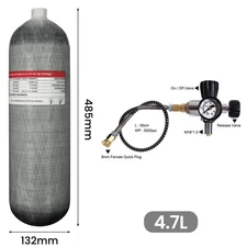 TUXING 4500Psi Carbon Fiber Tank 4.7L Pcp Paintball Tank Diving Tank with Valve