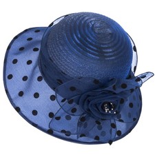 Women Kentucky Organza Derby Hat - Bridal Wedding Church Tea Party Wide Brim ...