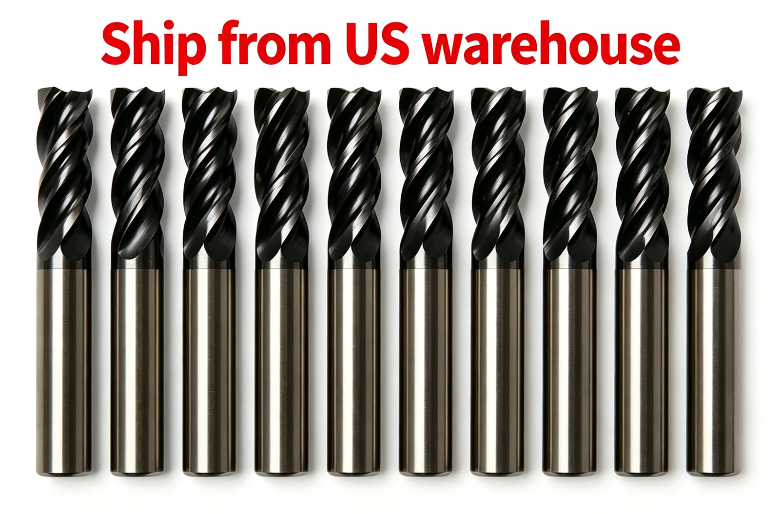 10 PCS 3/8" 4 FLUTE CARBIDE END MILL - REGULAR LENGTH - TiALN COATED USA