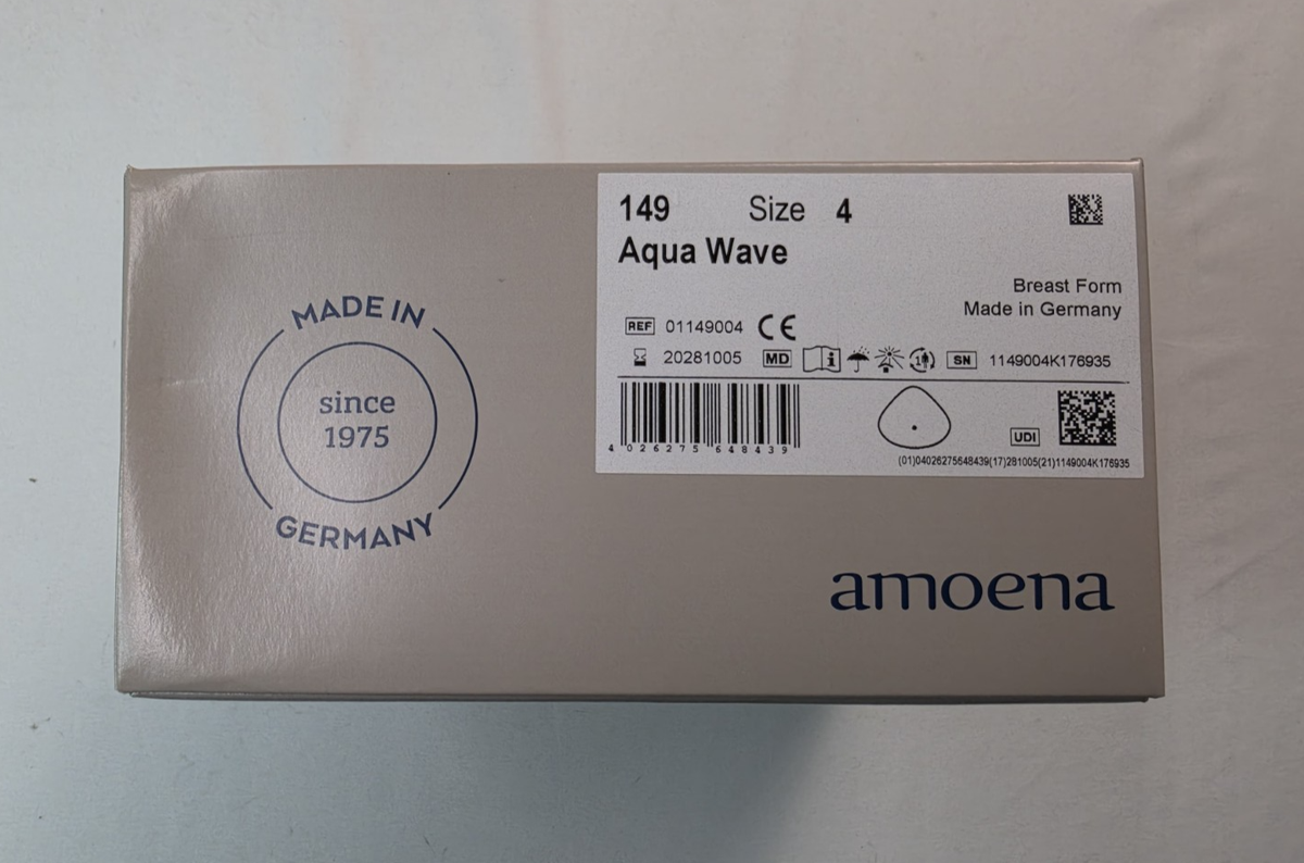 Amoena Aqua Wave Swim 149 Breast Form Silicone Prosthesis Clear