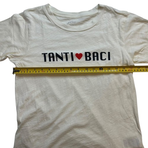 J.Crew Tanti Baci White Graphic Tee Shirt Women's Size Small - Picture 8 of 10