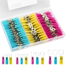 180 PCS Heat Shrink Wire Connectors 22-10 AWG Crimp Ring Terminals Waterproof