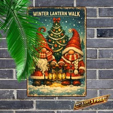 Gnome Christmas Metal Wall Sign 8x12 Rustic Iron Holiday Home Decor Plaque
