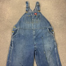 Dickies Dungarees Adult 48x15 Blue Bib Overalls Denim Workwear Cut Offs Mens