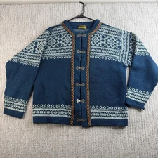 Vintage Nordstrikk Norwegian Fair Isle Sweater Nordic Cardigan Pure New Wool S/M