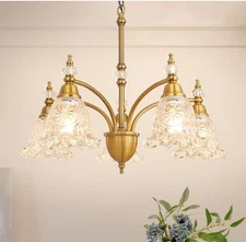 Vintage 5 Light Chandelier, Brass Dining Room Light Fixtures Over Table,...