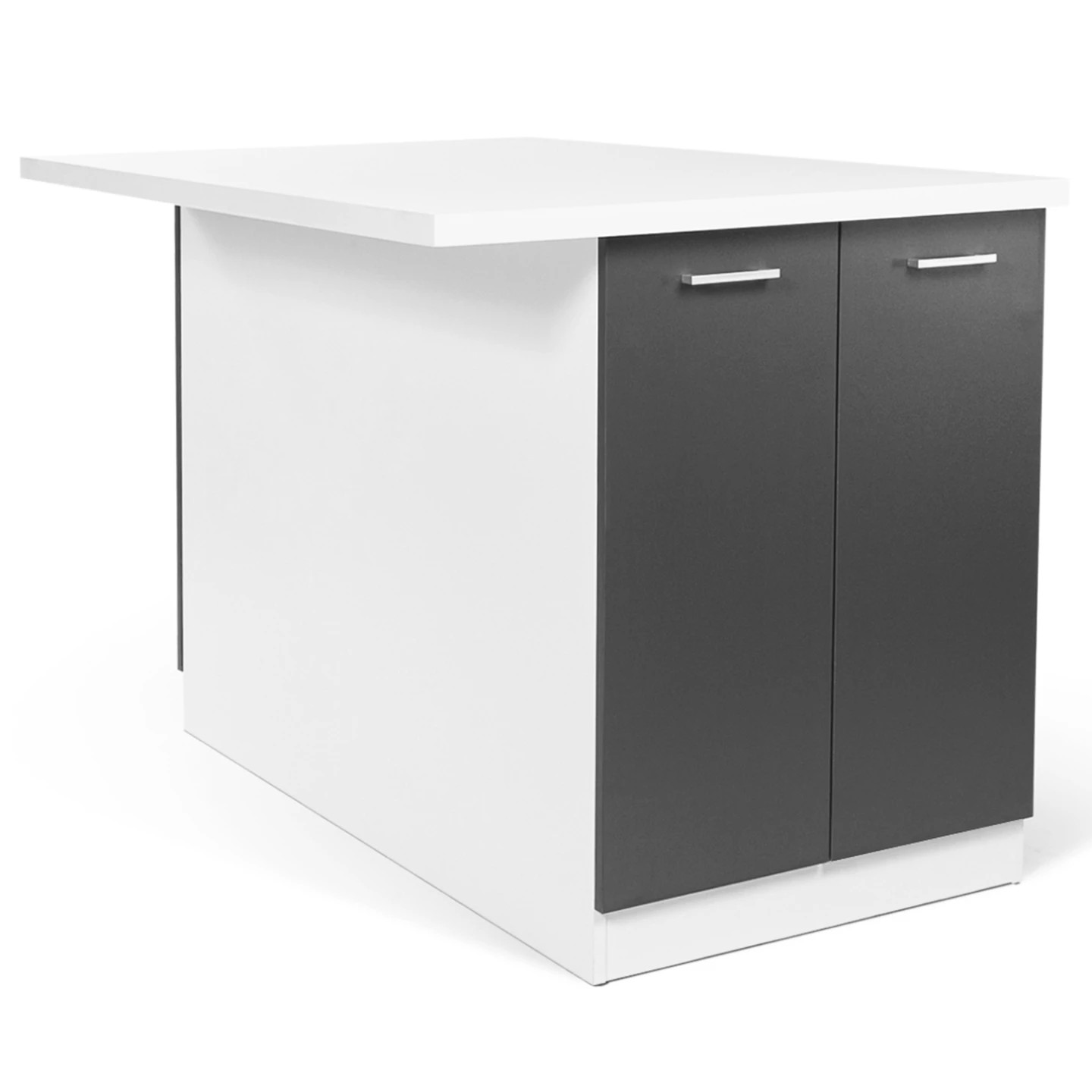 Îlot central IVO 120 cm au design contemporain blanc et gris épuré