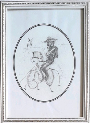 SIMON MARIS nach MONDRIAN ''GEMÄLDE AUF EINEM FAHRRAD'' ORIGINAL BLEISTIFT. 1906