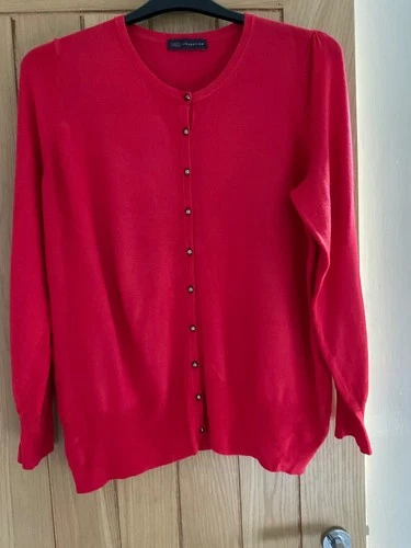 MARKS & SPENCER LADIES LONG SLEEVE CARDIGAN,SCARLET COLOUR,SIZE 20