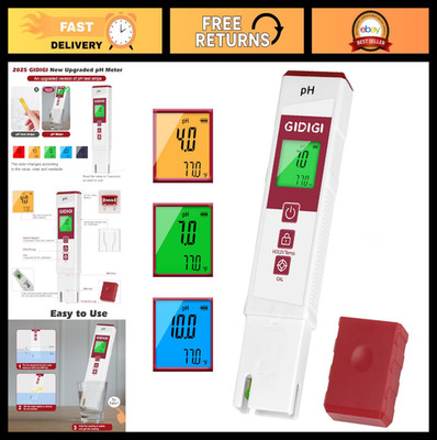 Digital pH Meter with Color Display & Test Strip Function - Water Quality Tester