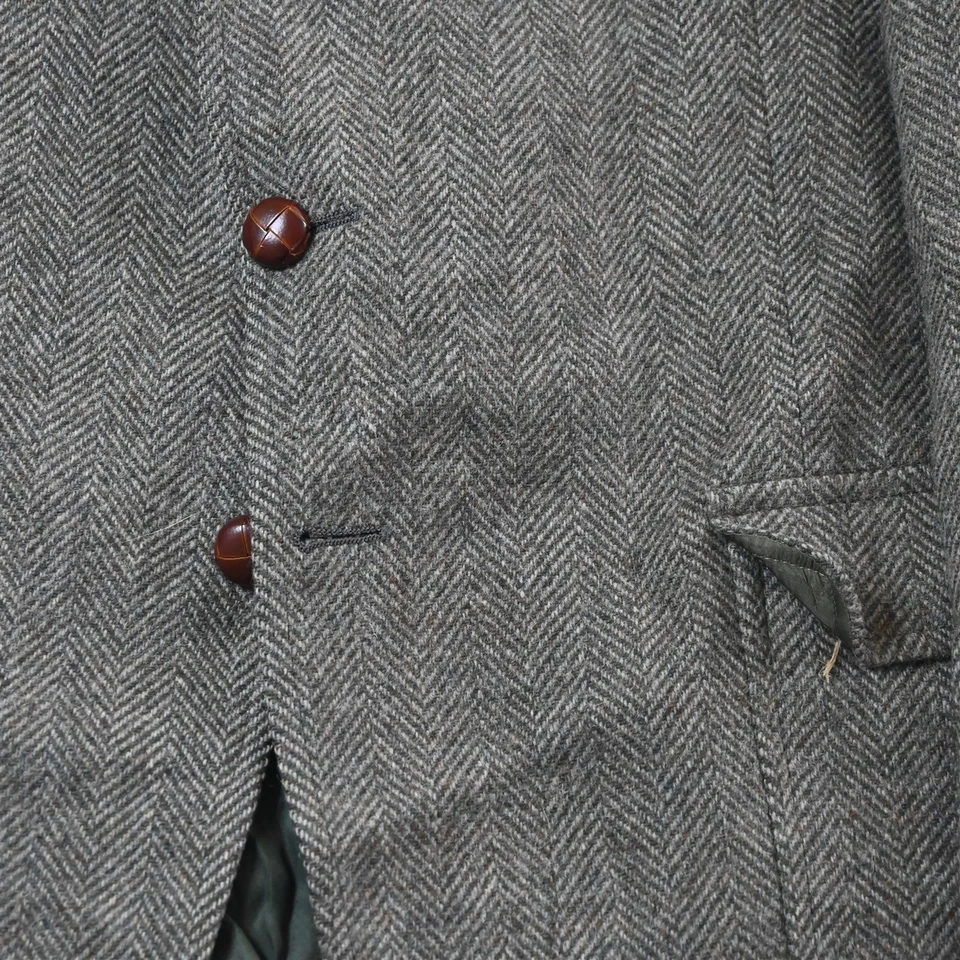 Vtg USA Made 44L Green Herringbone 100% Wool Tweed Blazer Jacket Sport Coat - Image 3 of 4